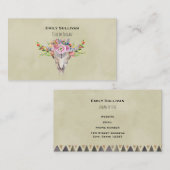 Boho Tribal Koe Skull met stijlvol bloemontwerp Visitekaartje (Voorkant / Achterkant)