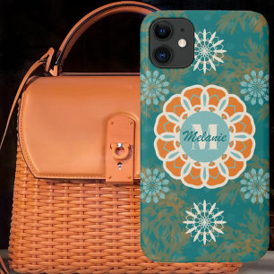 Boho Tribal Mandala bij Oranje en Blauwgroen varia Case-Mate iPhone Case