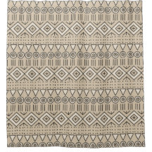 Boho Tribal Mudcloth Pattern, Beige, Black, Cream