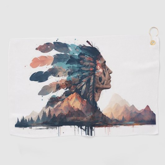 Boho Tribal Native American Golfhanddoek (Horizontaal)