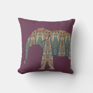 BOHO Tribal Paisley Paarse Blauwe Olifant Kussen
