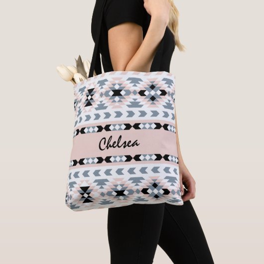 Boho Tribal Pattern Blush and Black Tote Bag (Dichtbij)