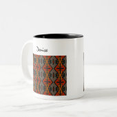 Boho Tribal Pattern Oranje Gold en Black Tweekleurige Koffiemok (Voorkant links)