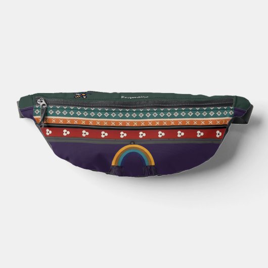 Boho Tribal Pattern Rainbow Paarse Groen Festival Heuptasje (Liggend)