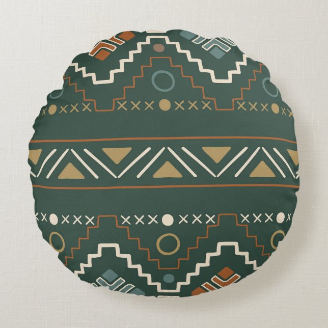 Boho Tribal Pattern Rond Kussen (Voorkant)