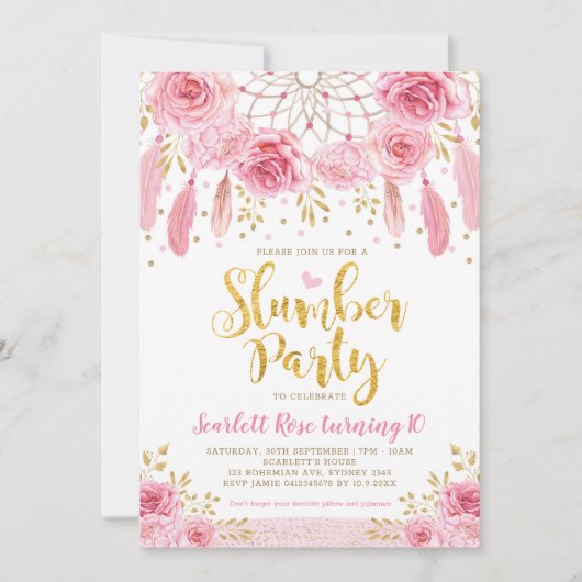 Boho Tribal Roses Dreamweaver Slumber Partij Kaart (Voorkant)