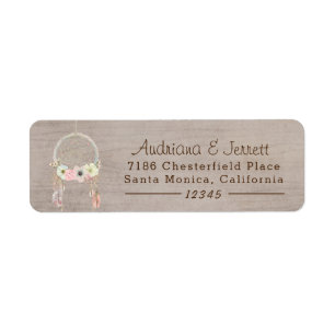 Boho Tribal Rustic Return Address Etiket