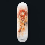 *~* Boho Tribal Shamanic Heilige Droomvanger Persoonlijk Skateboard<br><div class="desc">* Westerne BOHO Amerikaanse Waterverf Abstracte Dream Catcher Journey met mooie veren als een sjamanistische symbool voor een Native American Spiritueel Healer of BOHEMIAM ontwerp. * . *** De kleuren zijn meestal diepe ROEST KOPER BRONZE kleuren op WIT. Deze op spirit gebaseerde esoterische populaire boho creative abstracte moderne dromenvanger en...</div>