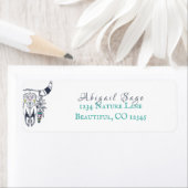 Boho Tribal Skull in Turquoise Bohemian Address Etiket (Insitu)