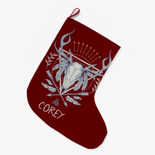 Boho Tribal Skull Persoonlijk Grote Kerstsok (Voorkant (Hangend))