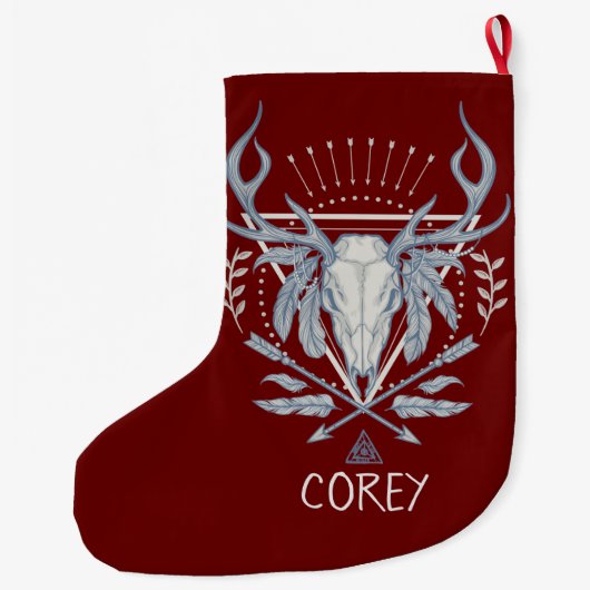 Boho Tribal Skull Persoonlijk Grote Kerstsok (Achterkant)