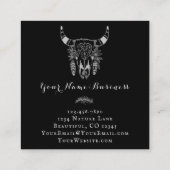 Boho Tribal Skull Zwart-wit Bohemian Vierkante Visitekaartje (Achterkant)