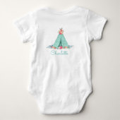 Boho Tribal TeePee Adventure begint met Baby Girl Romper (Achterkant)