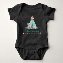 Boho Tribal TeePee Adventure begint met Baby Girl Romper