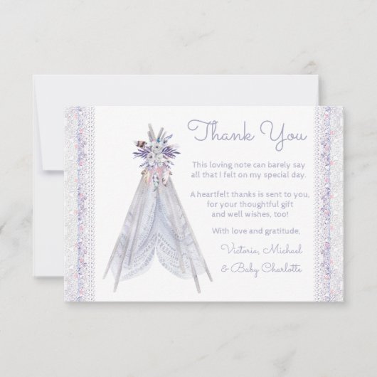Boho Tribal Teepee Baby Shower Bedankkaarten Bedankkaart (Voorkant)