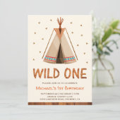 Boho Tribal Teepee Boys Wild Een Eerste Verjaardag Kaart (Staand voorkant)