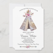 Boho Tribal Teepee Floral Baby shower Kaart (Voorkant)