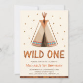 Boho Tribal Teepee Jongens Wild One Eerste Verjaar Kaart (Voorkant)