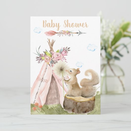 ** Boho Tribal Tepee Squirrel Woodland Forest Kaart (Staand voorkant)