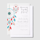 Boho Tribal veer Bruidsdroomvanger Vellum Uitnodigingen (Offset)