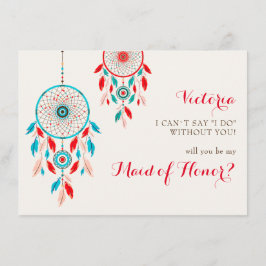 Boho Tribal veer Dreamcatcher Bruidsmeisje Kaarten
