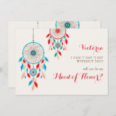 Boho Tribal veer Dreamcatcher Bruidsmeisje Kaarten (Voorkant / Achterkant)