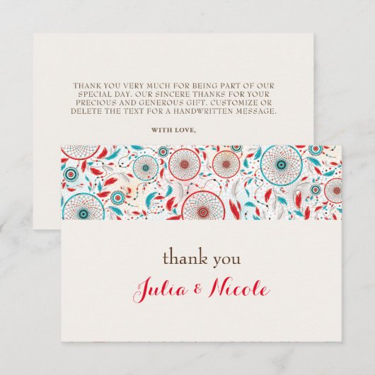 Boho Tribal veer Dreamcatcher bruiloft (Voorkant / Achterkant)