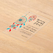 Boho Tribal veer Dreamcatcher bruiloft Acryl Uitnodigingen (Laagn)