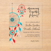 Boho Tribal veer Dreamcatcher bruiloft Acryl Uitnodigingen (Voorkant)