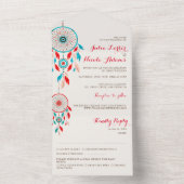 Boho Tribal veer Dreamcatcher bruiloft All In One Uitnodiging (Binnen)
