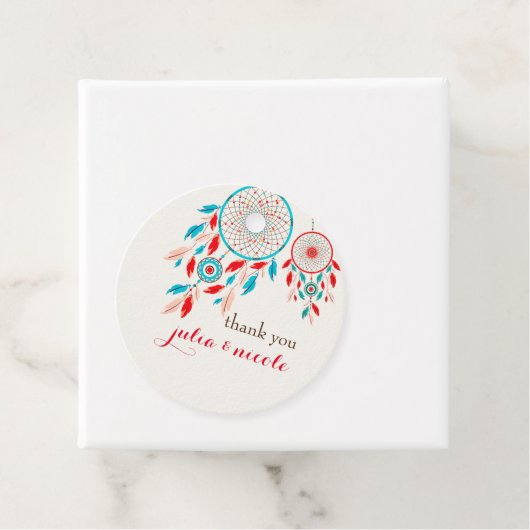 Boho Tribal veer Dreamcatcher bruiloft Bedankjes Labels (In situ)