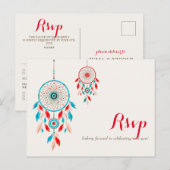 Boho Tribal veer Dreamcatcher bruiloft Briefkaart (Voorkant / Achterkant)