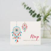 Boho Tribal veer Dreamcatcher bruiloft Briefkaart (Staand voorkant)