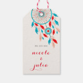 Boho Tribal veer Dreamcatcher bruiloft Cadeaulabel (Achterkant)