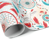 Boho Tribal veer Dreamcatcher bruiloft Cadeaupapier (Rol Hoek)