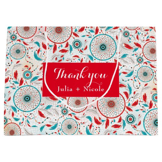 Boho Tribal veer Dreamcatcher bruiloft Groot Cadeauzakje (Voorkant)