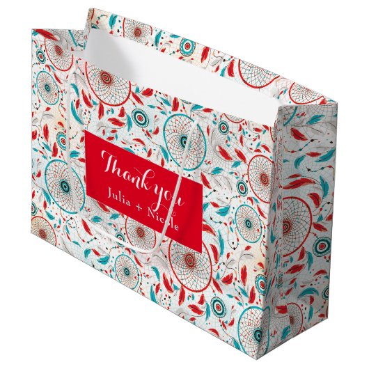 Boho Tribal veer Dreamcatcher bruiloft Groot Cadeauzakje (Voorkant Gekanteld)