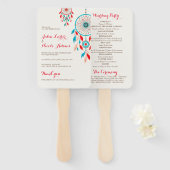 Boho Tribal veer Dreamcatcher bruiloft Handwaaier (Voorkant en achterkant)