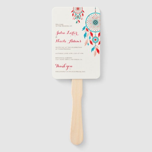 Boho Tribal veer Dreamcatcher bruiloft Handwaaier (Voorkant)