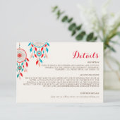 Boho Tribal veer Dreamcatcher bruiloft Informatiekaartje (Staand voorkant)