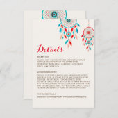 Boho Tribal veer Dreamcatcher bruiloft Informatiekaartje (Voorkant / Achterkant)