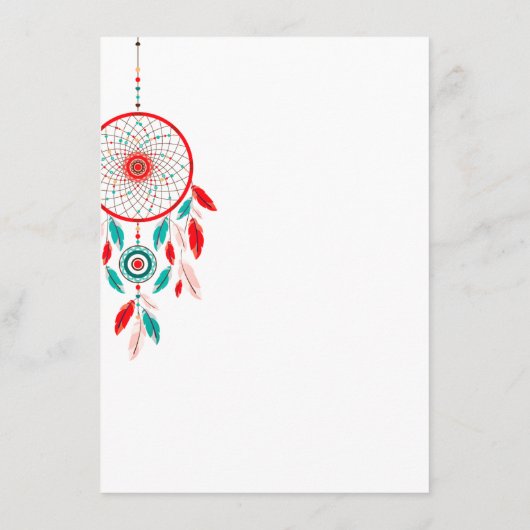Boho Tribal veer Dreamcatcher bruiloft Menu (Achterkant)