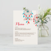 Boho Tribal veer Dreamcatcher bruiloft Menu (Staand voorkant)