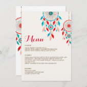 Boho Tribal veer Dreamcatcher bruiloft Menu (Voorkant / Achterkant)