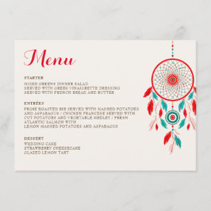 Boho Tribal veer Dreamcatcher bruiloft Menu