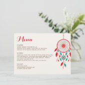 Boho Tribal veer Dreamcatcher bruiloft Menu (Staand voorkant)