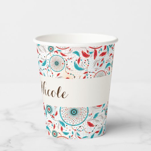 Boho Tribal veer Dreamcatcher bruiloft Papieren Bekers (Achterkant)