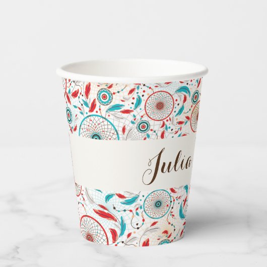Boho Tribal veer Dreamcatcher bruiloft Papieren Bekers (Voorkant)