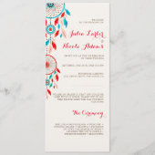 Boho Tribal veer Dreamcatcher bruiloft Programmakaart (Voorkant)