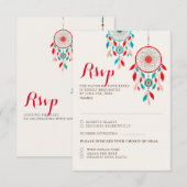 Boho Tribal veer Dreamcatcher Bruiloft RSVP Kaart (Voorkant / Achterkant)